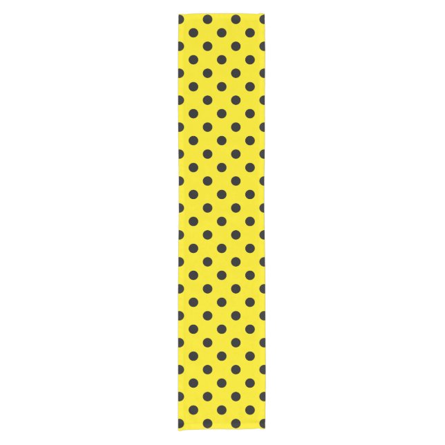 Yellow and Black Polka Dots Short Table Runner (Front)