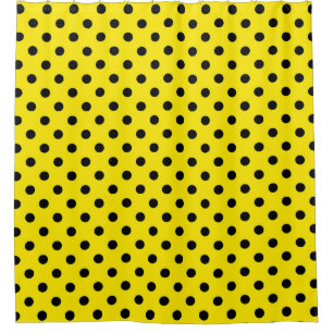 Yellow and Black Polka Dots Shower Curtain