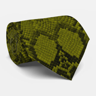 Yellow and Black Python Snake Skin Reptile Scales Neck Tie