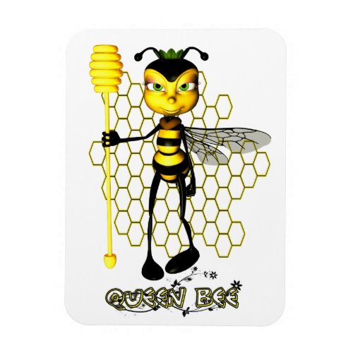 Yellow and black Queen Bee with honeycomb Magnet