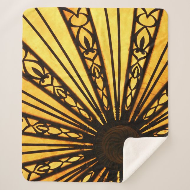 Yellow and Black Radial Pattern Sherpa Blanket (Front)