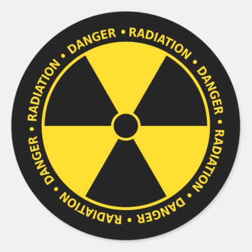 Yellow and Black Radiation Symbol Sticker