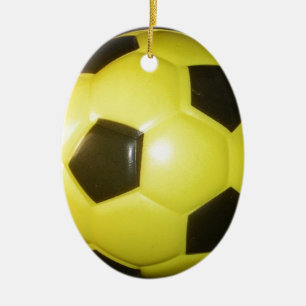 Yellow and Black Soccer (Football) Abstract Design Ceramic Ornament