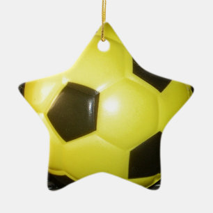 Yellow and Black Soccer (Football) Abstract Design Ceramic Ornament