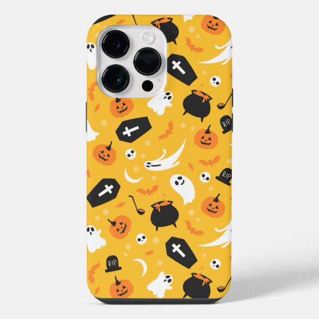 Yellow and Black Spooky Pattern Iphone Case (Back)