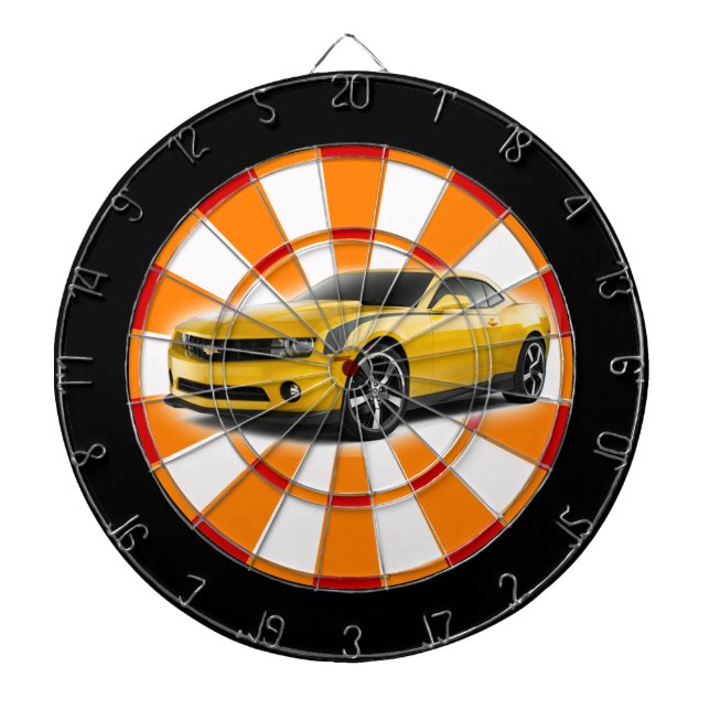 Yellow and black sports car dart board (Front)