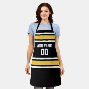 Yellow and Black Sports Jersey Custom Name Number Apron