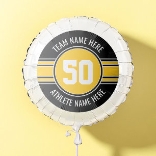 Yellow and Black Sports Jersey Custom Name Number Balloon
