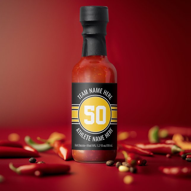 Yellow and Black Sports Jersey Custom Name Number Hot Sauces (Custom Hot Sauce)