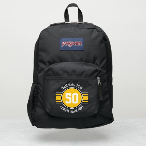 Yellow and Black Sports Jersey Custom Name Number JanSport Backpack