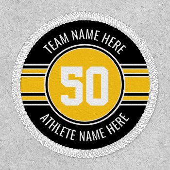 Yellow And Black Sports Jersey Custom Name Number Patch by MyRazzleDazzle at Zazzle