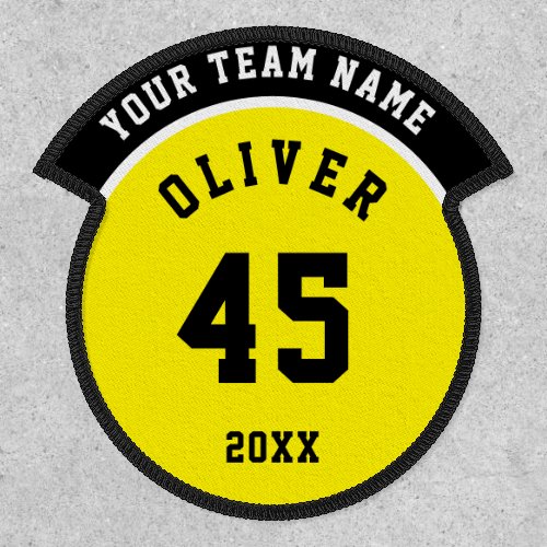 Yellow and Black Sports Player Team Name Number Patch