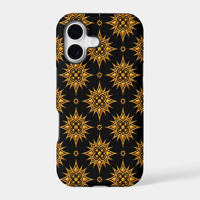 Yellow and Black Star Pattern Iphone Case (Back)