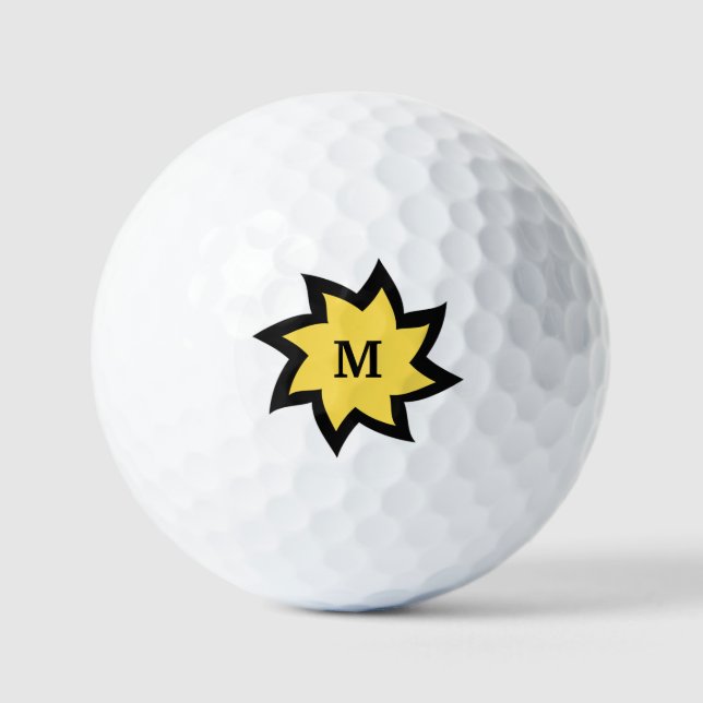 Yellow and Black Starburst Golf Ball (Front)