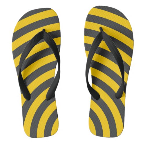 Yellow and Black Striped Flip Flops