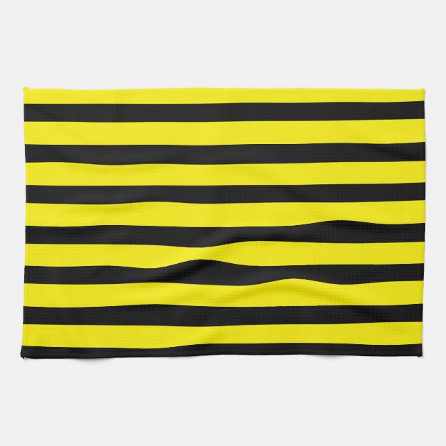 Yellow and black striped kitchen towel (Horizontal)
