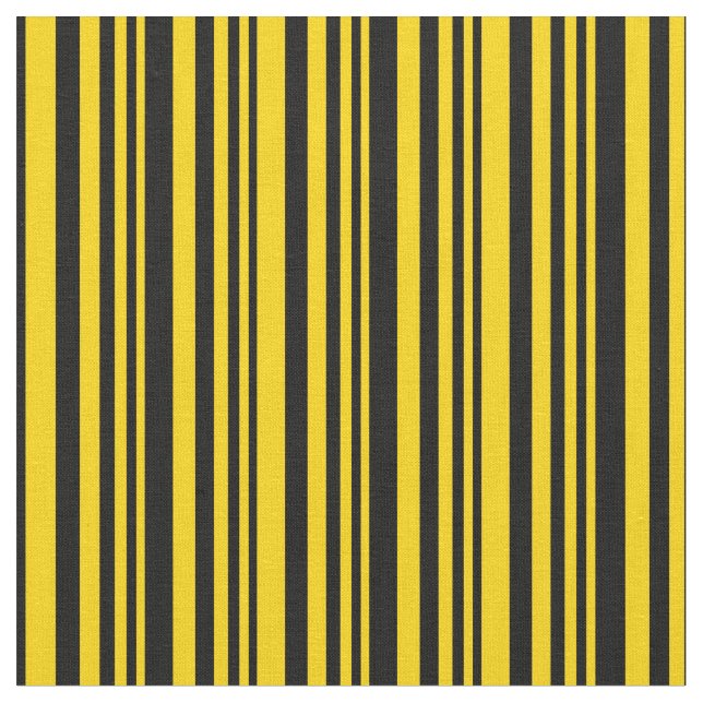 Yellow and Black Striped/Lined Pattern Fabric (Close Up)