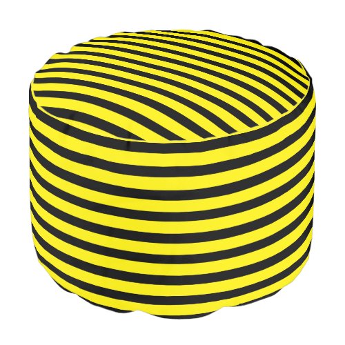 Yellow and black striped pouf