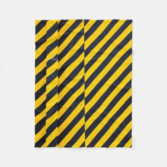Yellow and black striped textile fleece blanket (Front)
