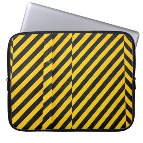 Yellow and black striped textile laptop sleeve