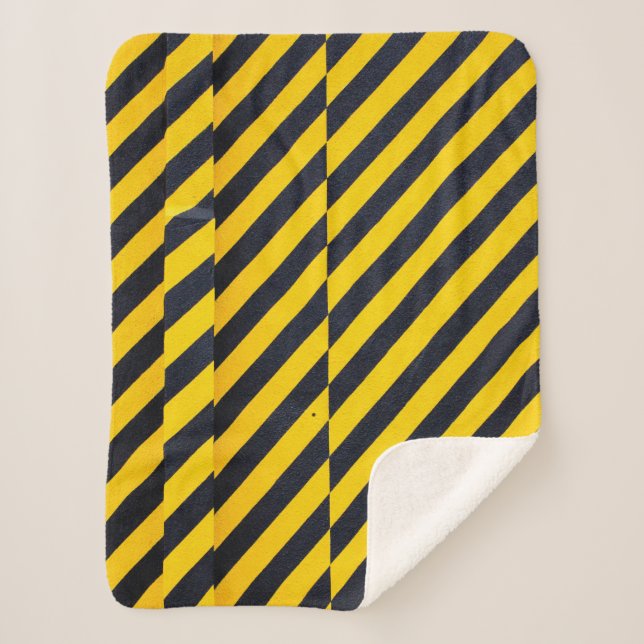 Yellow and black striped textile sherpa blanket (Front)