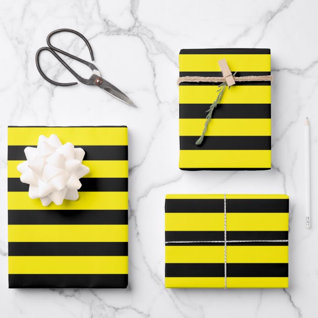 Yellow and black striped wrapping paper sheets (Front)