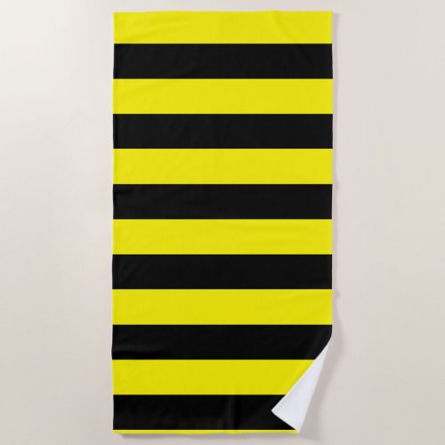 Yellow and Black Stripes Beach Towel