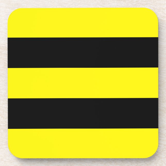 Yellow and Black Stripes Beverage Coaster (Front)