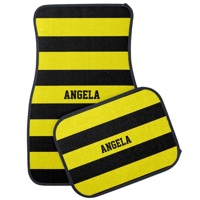 yellow and black stripes car floor mat (Set)