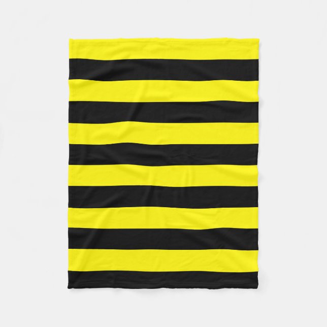 Yellow and Black Stripes Fleece Blanket (Front)