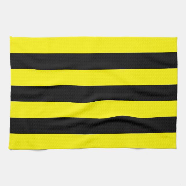 Yellow and Black Stripes Kitchen Towel (Horizontal)