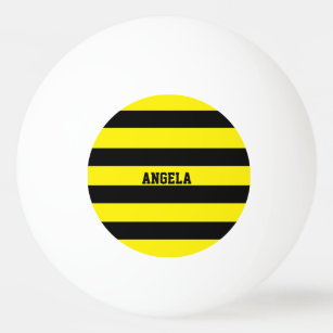 yellow and black stripes ping pong ball