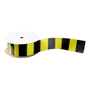 Yellow and Black Stripes Satin Ribbon