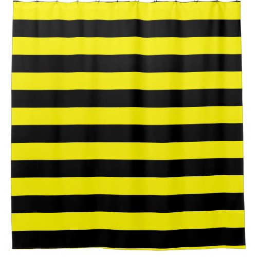 Yellow and Black Stripes Shower Curtain