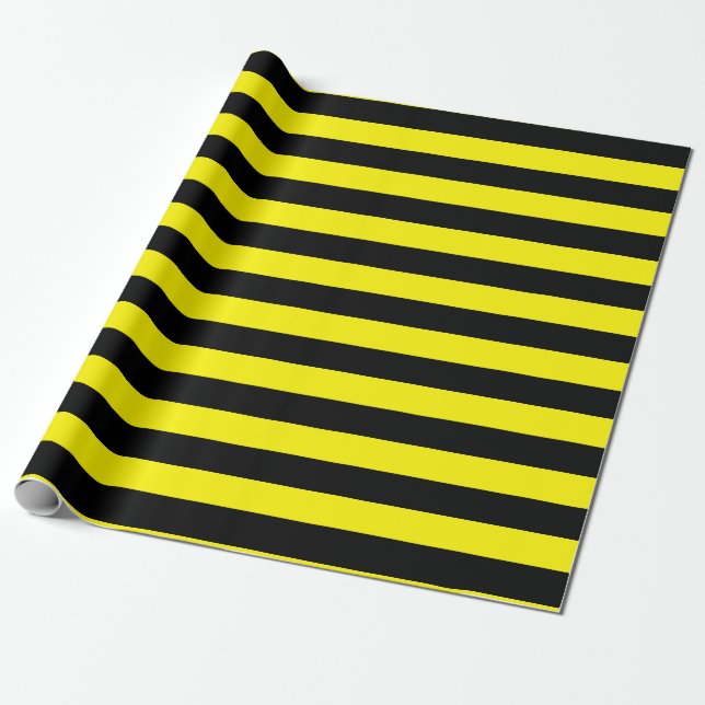 Yellow and Black Stripes Wrapping Paper (Unrolled)