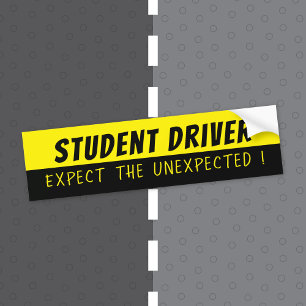 Yellow and Black Student Driver Bumper Sticker