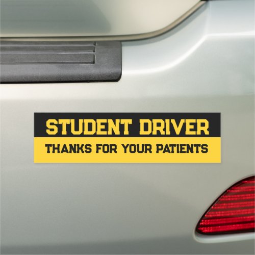 Yellow and Black Student Driver Car Magnet