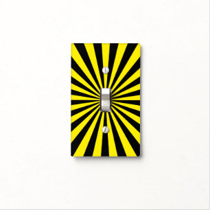 Yellow and Black Sun Rays Background Light Switch Cover