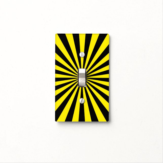 Yellow and Black Sun Rays Background Light Switch Cover (In Situ)