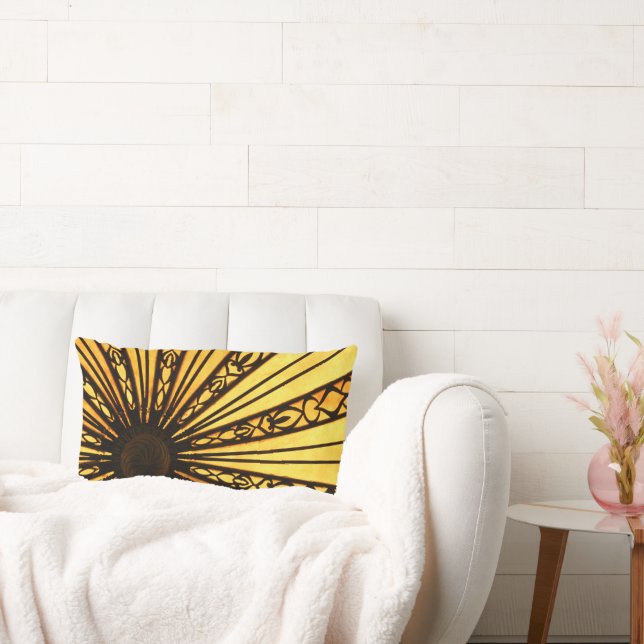 Yellow and Black Sunburst Lumbar Pillow (Couch)
