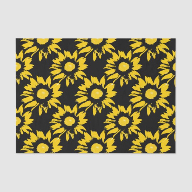 Yellow and Black Sunflower Pattern Tissue Paper (Front)