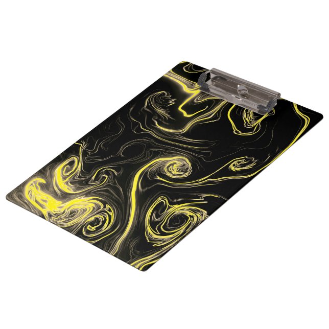 Yellow and Black Swirls Clipboard (Angled)
