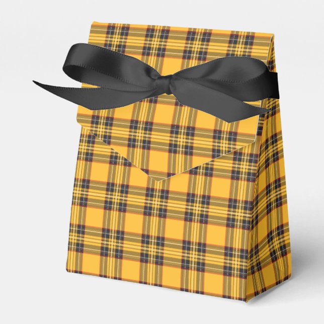 Yellow and Black Tartan Plaid Tent Favor Box (Front Side)