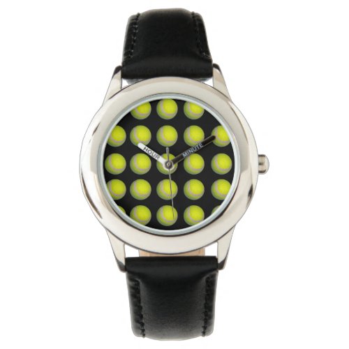 Yellow And Black Tennis Ball Pattern Watch