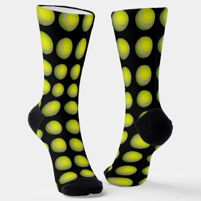 Yellow And Black Tennis Balls Pattern, Socks (Angled)
