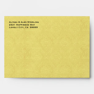 Yellow and Black Textured Damask Invitation G702 Envelope
