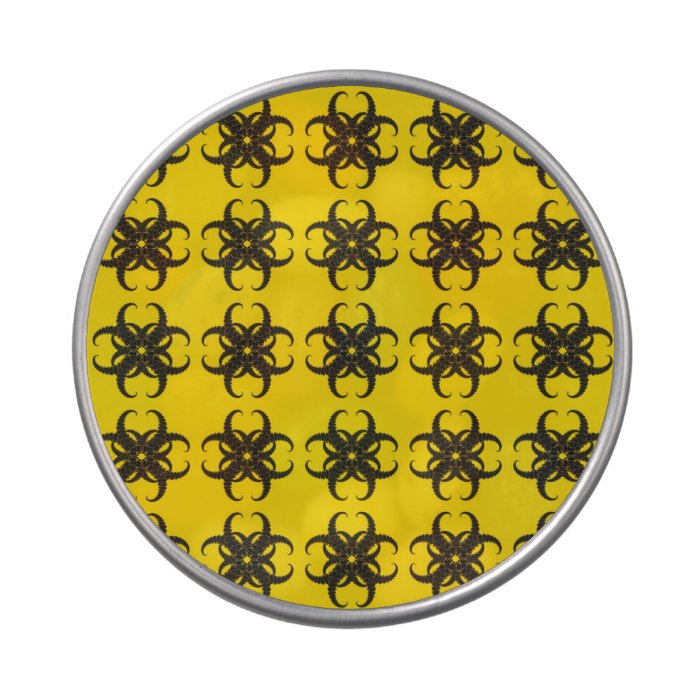 Yellow and Black Tribal Fractal Pattern Jelly Belly Tin