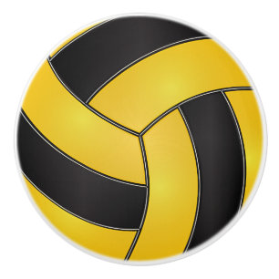 Yellow and Black Volleyball Ceramic Knob