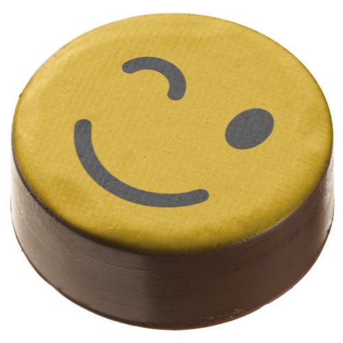 Yellow and Black Winking Emoji Face  Brownie Chocolate Covered Oreo