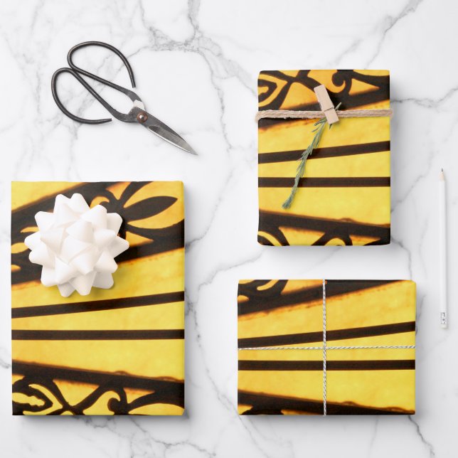 Yellow and Black Wrapping Paper Sheets (Front)